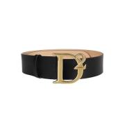 Leren Riem met Gouden D2 Gesp Dsquared2 , Black , Dames