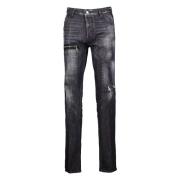 Slim Fit Jeans met Ritsdetail Dsquared2 , Black , Heren