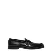 Leren Mocassins met Metalen Logo Plaat Dsquared2 , Black , Heren