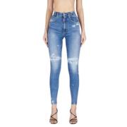Hoge Taille Twiggy Jeans Dsquared2 , Blue , Dames