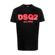 Dsq2 Est.1995 Katoenen T-shirt - Zwart Dsquared2 , Black , Heren