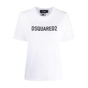 Bedrukte Voorkant T-shirts en Polos Dsquared2 , White , Dames
