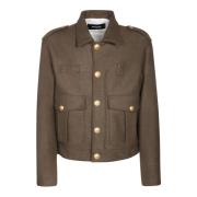 Army Green Wool-Blend Livery Jas Dsquared2 , Green , Heren