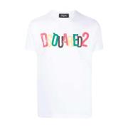 Multicolor Logo Print T-Shirt Dsquared2 , White , Heren