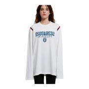 Grafisch Langarm College T-shirt Dsquared2 , White , Dames