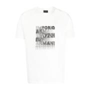 Logo-Print Katoenen T-Shirt voor Heren Emporio Armani , White , Heren