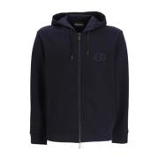 Hoodie van gemengd katoen met logo Emporio Armani , Blue , Heren