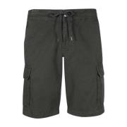 Katoenen Cargo Shorts - Groen, Rechte Pasvorm, Geborduurd Logo Emporio...