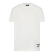 Witte Tencel Heren T-shirt met 3D Logo Emporio Armani , White , Heren