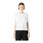 Luxe Devore Crew-Neck T-Shirt voor Dames Emporio Armani , White , Dame...