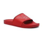 Gedurfde Logo Print PVC Sliders Emporio Armani , Red , Unisex