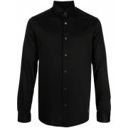 Zwarte Lyocell Blend Overhemd Emporio Armani , Black , Heren