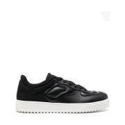 Zwarte Leren Casual Sneaker Emporio Armani , Black , Heren