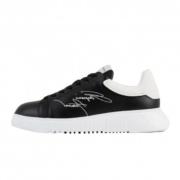 Zwarte Leren Sneakers X4X264Xm Emporio Armani , Black , Heren