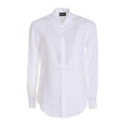 Kliek Wit Linnen Overhemd voor Heren Emporio Armani , White , Heren