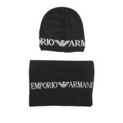 Italiaans Design Sjaal en Hoed Set Emporio Armani , Black , Heren