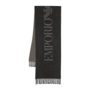 Heren sjaal met contrastlogo Emporio Armani , Gray , Heren