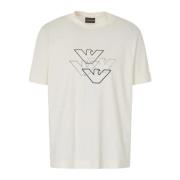 Heren T-shirt met logo print Emporio Armani , White , Heren