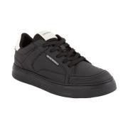 SNK Tumbled Calf Leather Nero Sneakers Emporio Armani , Black , Heren