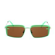 Glamoureuze zonnebril met groene voorkant en zilveren armen Fendi , Gr...
