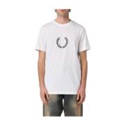 Wit Logo T-Shirt Fred Perry , White , Heren