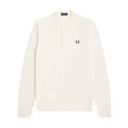 Lange Mouw Gebreide Polo Fred Perry , White , Heren