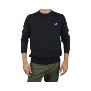 Zwarte Ronde Hals Gebreide Trui Fred Perry , Black , Heren