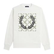 Grafisch Kruissteek Sweatshirt Fred Perry , White , Heren