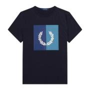 Laurel Wreath Grafisch T-Shirt Fred Perry , Blue , Heren