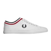 Klassieke Twill Sneakers met Geribbelde Manchet Fred Perry , White , H...