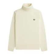 Wollen Coltrui met Hoge Kraag en Mouwdetails Fred Perry , Beige , Here...