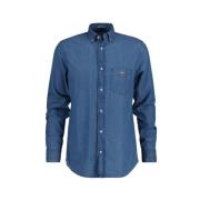 Indigo Herenoverhemd met Lange Mouwen Gant , Blue , Heren