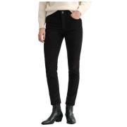 Slimme Fluwelen Broek Gant , Black , Dames