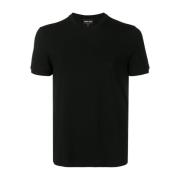 Zwart Slim Fit T-shirt met Geborduurd Logo Giorgio Armani , Black , He...