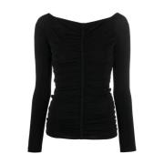 Elegante Gerimpelde Top met Lange Mouwen Givenchy , Black , Dames