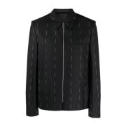 Zwarte Wollen Blazer met All-Over Logo Print Givenchy , Black , Heren