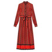 Vierkante G-kettingprint zijden jurk Gucci , Red , Dames