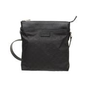 Zwarte GG Canvas en Leren Messenger Tas Gucci , Black , Heren