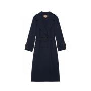 Dubbelrijige wollen trenchcoat Gucci , Blue , Dames