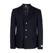 Blauwe Wollen Blazer met Ingedrukte Knopen Gucci , Blue , Heren