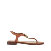 Platte Leren Enkelband Sandalen Guess , Brown , Dames