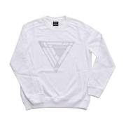 Logo Triangle Sweatshirt - Wit, Rechte Pasvorm, Lange Mouwen Guess , W...