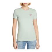 Effen Katoenen T-Shirt - Groen, Aansluitende Pasvorm Guess , Green , D...