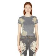 Floral Burn Out T-Shirt Guess , Gray , Dames