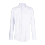 H Hank-Spread micro patroon overhemd Hugo Boss , White , Heren