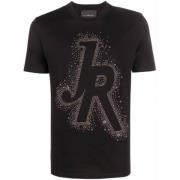 Logo Applique Katoenen T-shirt John Richmond , Black , Heren