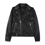 Leren jas met stud applicatie John Richmond , Black , Heren