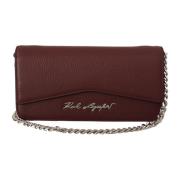 Wijnrode Leren Avondclutch met Kettingriem Karl Lagerfeld , Brown , Da...