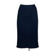 Blauwe Lace Up Midi Rok Kenzo , Blue , Dames