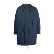 Marineblauwe Target Parka met Logo Print Kenzo , Blue , Heren